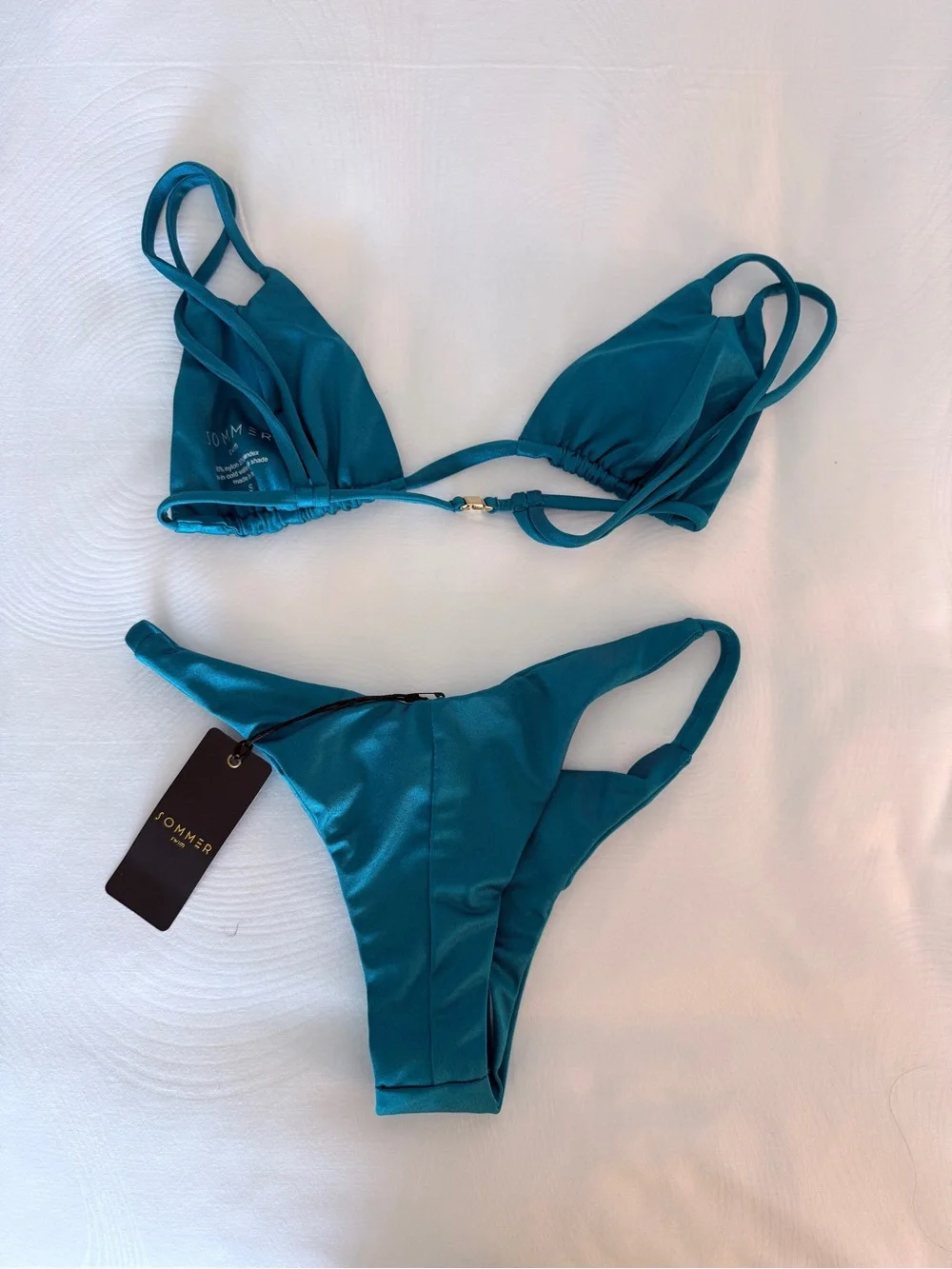 Teal Strappy Triangle Bikini Set - Women Swim Bikinis - Picture 8 of 8